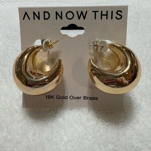 And Now This 18K Gold Over Brass Crescent Earrings